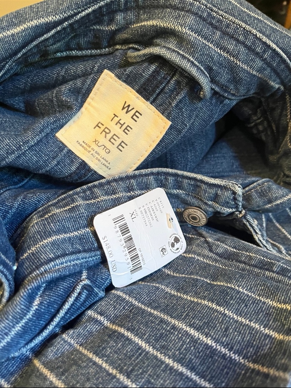 NWT Free people size XL Madison city pinstripe denim jacket - Picture 12 of 12